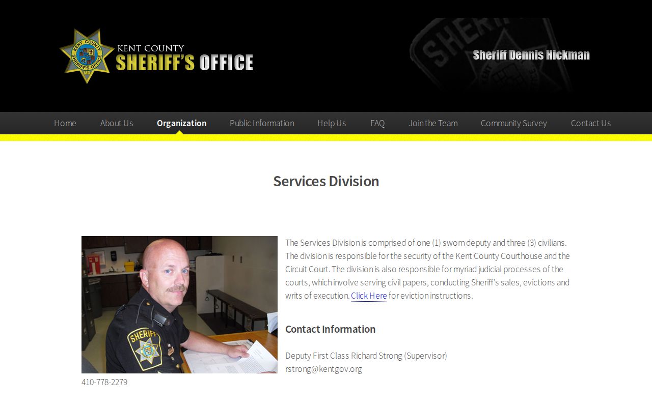 Kent County Sheriff's services page covering court process and warrant service in Kent County