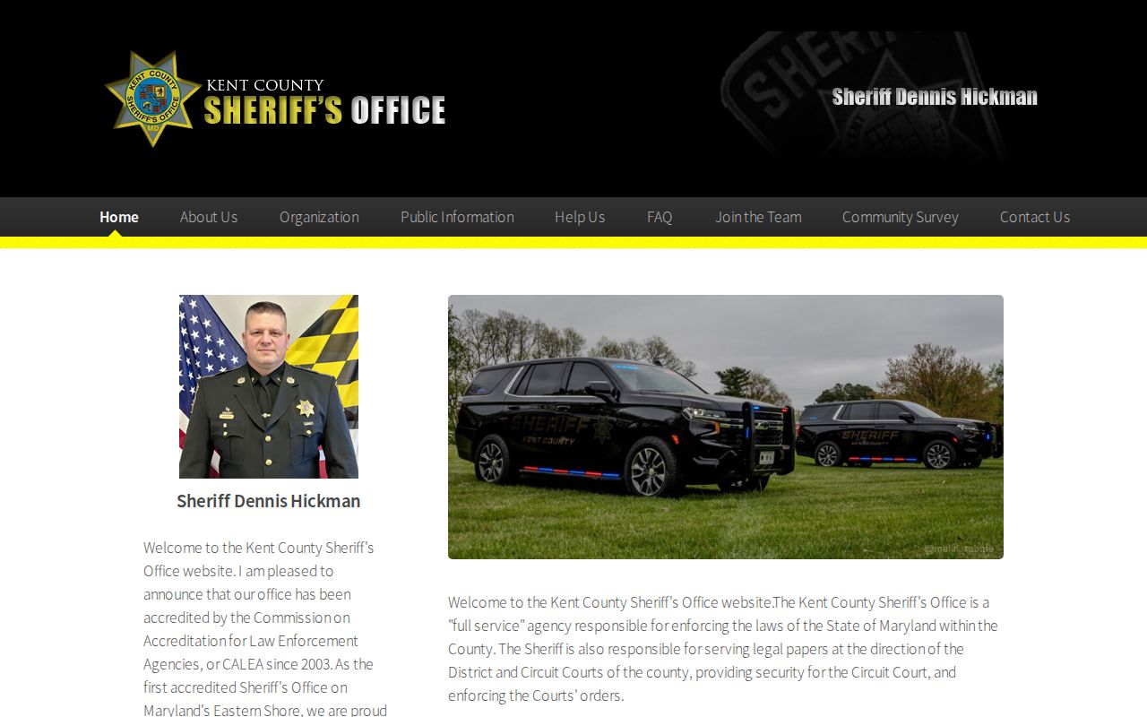 Kent County Sheriff's Office official page covering warrant records and court process